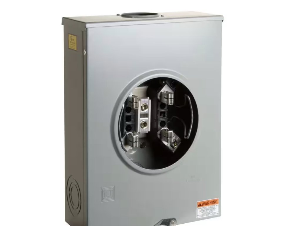 Exterior residential electric meter and service entrance