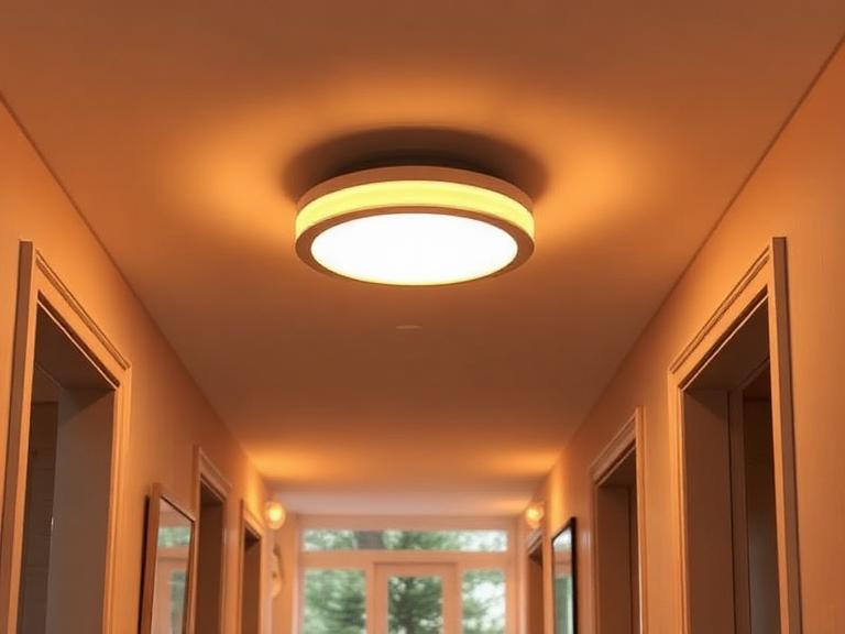 Finished ceiling light fixture installed in a home
